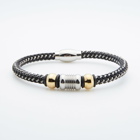 Magnetic Clasp Braided Cable Wire Bracelet // Black + Silver