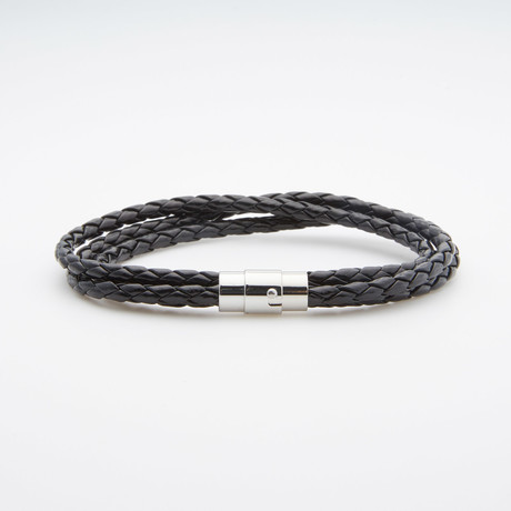 Magnetic Clasp Three Row Bracelet // Black