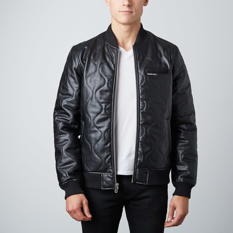 Oval Quilted Vegan Leather Jacket // Black
