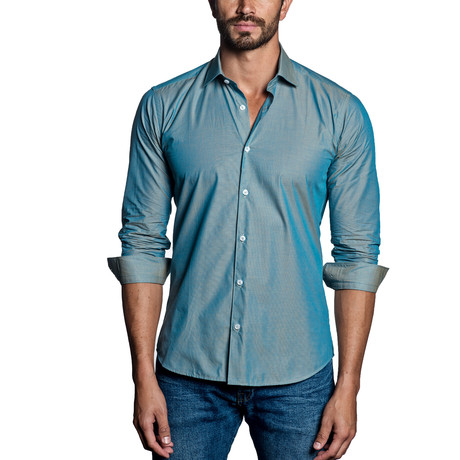 Woven Button-Up // Teal