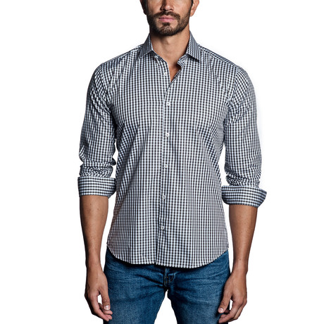 Gingham Woven Button-Up // White + Black