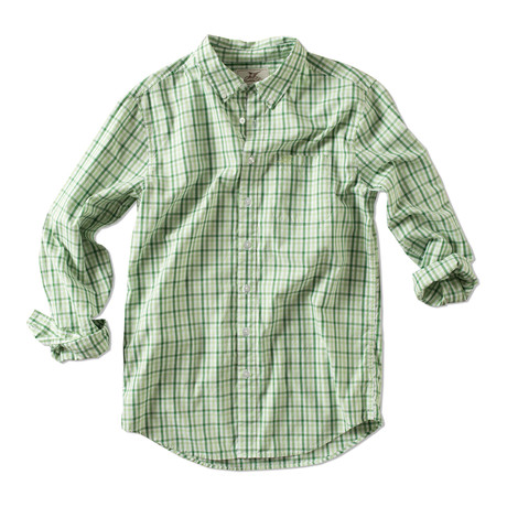 Marina Check Button-Up Shirt // Green Tea