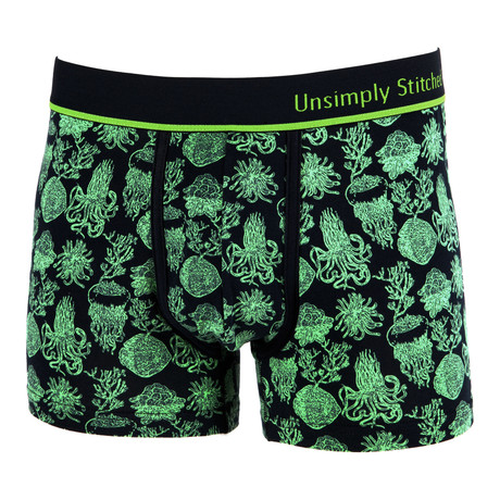 Coral Reef Boxer Trunk // Black + Lime Green