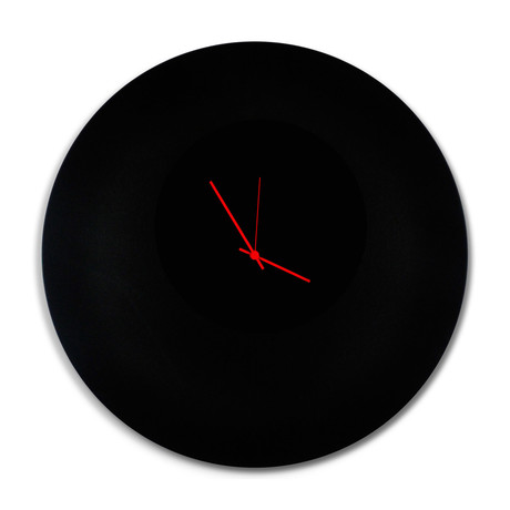 Blackout Circle Clock // Red Hands