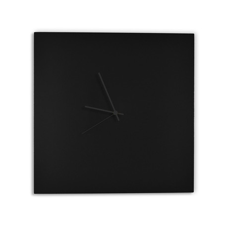 Blackout Square Clock // Black Hands