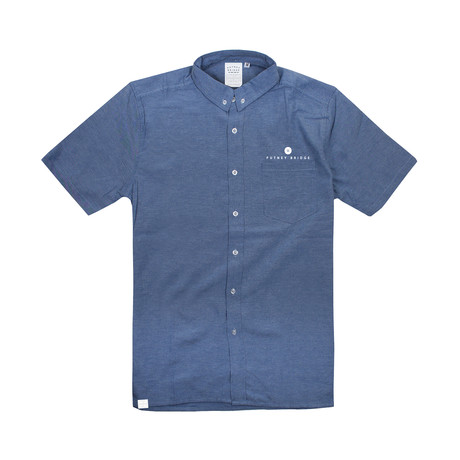 Button Logo Short Sleeve Shirt // Blue