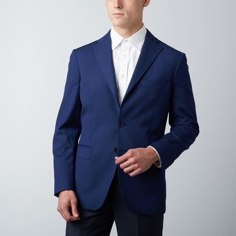 Tailored Fit Notch Lapel Wool Suit Jacket // Blue
