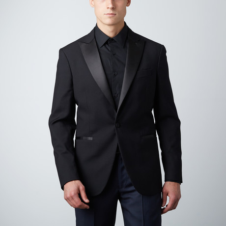 Peak Lapel Wool Suit Jacket // Black