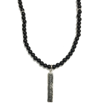 Necklace + Wrap Bracelet 2-In-1 // Black Onyx + Silver Morse Code HOPE
