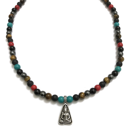 Necklace + Wrap Bracelet 2-In-1 // Multi-Gemstone + Buddha
