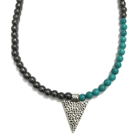 Necklace + Wrap Bracelet 2-In-1 // Hematite + Turquoise + Arrowhead