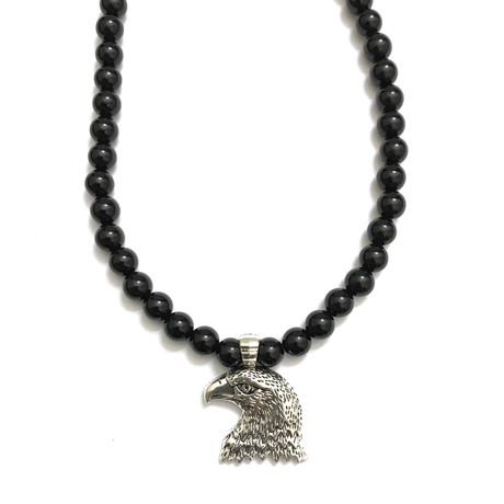 Wrap Necklace + Bracelet 2-In-1 // Black Onyx + Eagle Head!