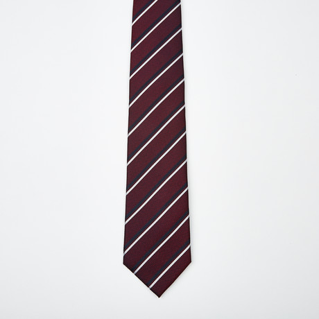 Leo ClassicTextured Striped Tie // Red