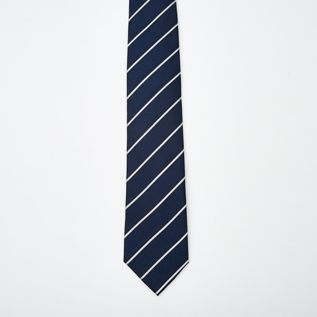 Paul Textured Striped Tie // Navy