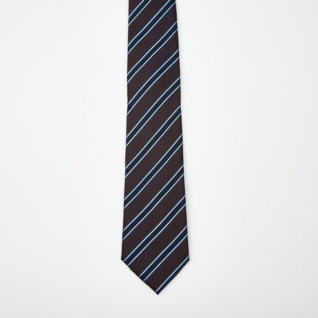 Raphael Stripe Two-Tone Silk Tie // Blue + Brown
