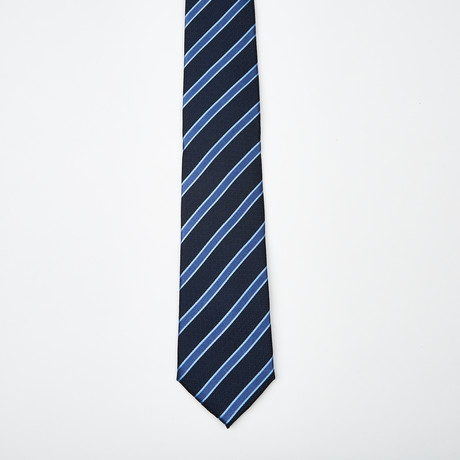Alexandre Striped Silk Tie // Navy