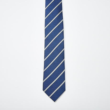 Evan Classic StripeSilk Tie // Blue + Grey