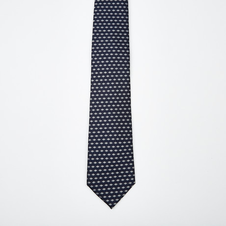 Romain Silk Diamond Print Tie // Navy