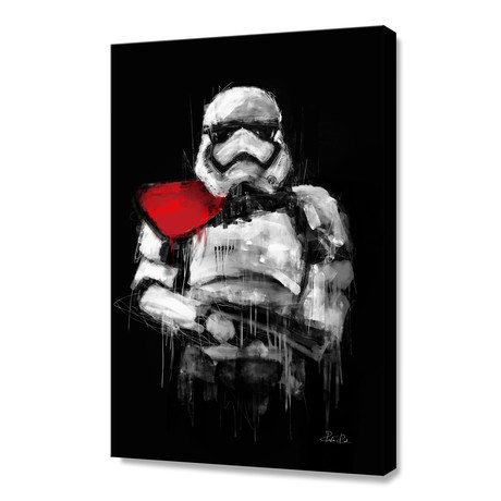 Trooper // White + Red // Stretched Canvas
