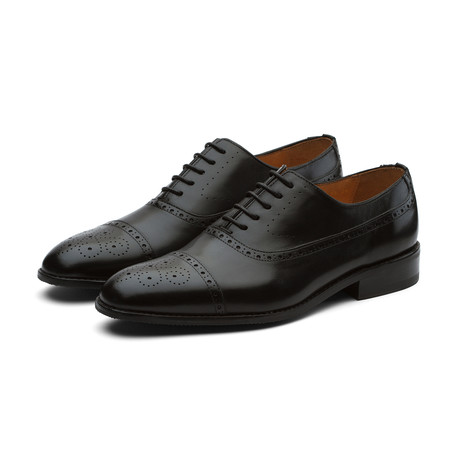 Weir Panelled Leather Oxford // Black