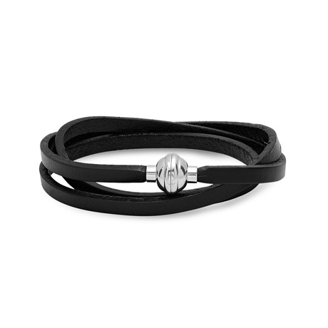 Leather Wrap Bracelet // Black