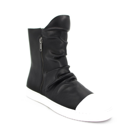 Shadow Leather Boot // Black + White
