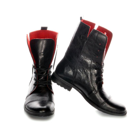 Masatti Cap-Toe Boot // Black + Red