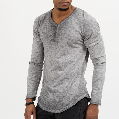 Paul Long-Sleeve Henley // Anthracite!