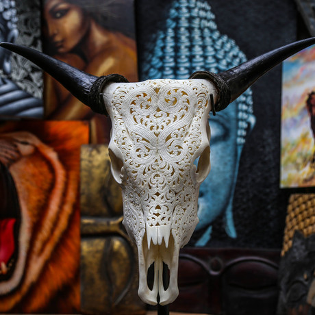 Hand Carved Cow Skull // Heart