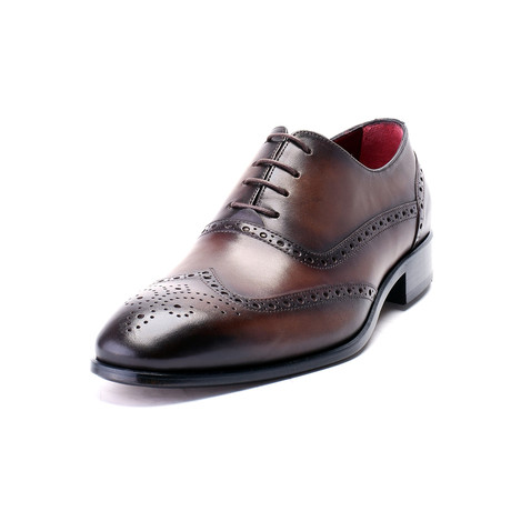 Antique Finish Perforated Wingtip Oxford // Antique Brown