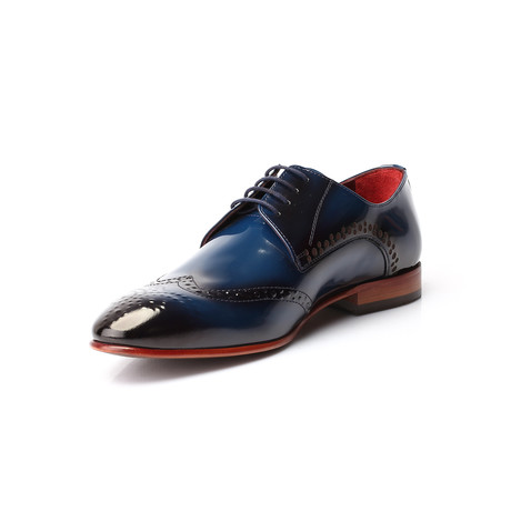 Embossed Dot Wingtip Derby // Dark Blue