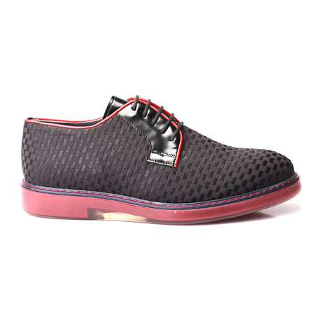Woven Contrast Piped Contrast Sole Derby // Black         (Euro: 40)