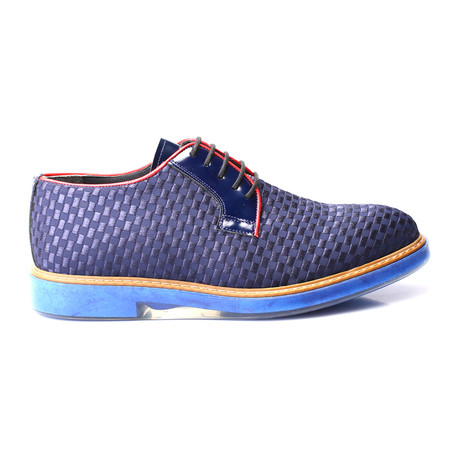 Woven Contrast Piped Contrast Sole Derby // Dark Blue         (Euro: 40)