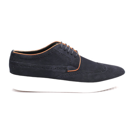 Suede Contrast Piped Wingtip Derby Sneaker // Dark Blue         (Euro: 40)