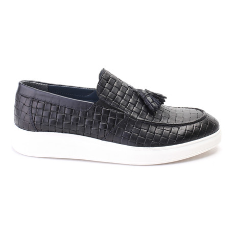 Woven Tassel Loafer Sneaker // Dark Blue