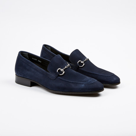 Suede Apron Toe Loafer // Navy