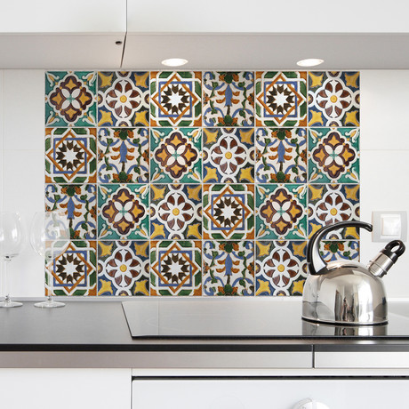 Green Tiles Kitchen Panel