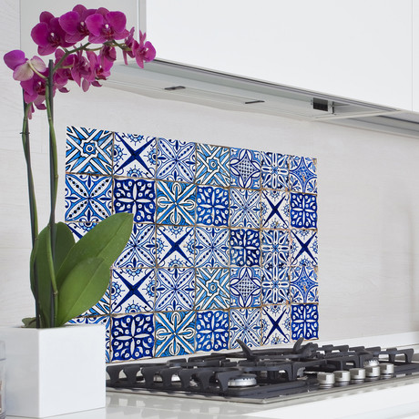 Blue Azulejos Kitchen Panel Decal