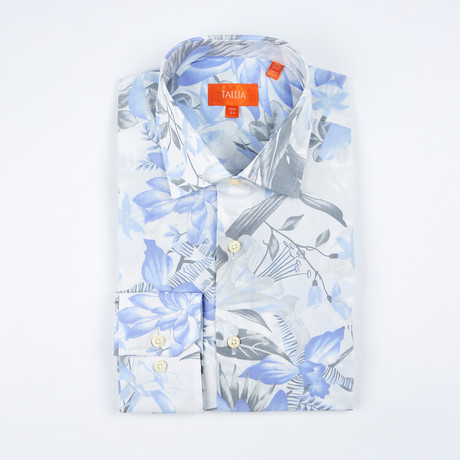 Jessime Long-Sleeve Button-Up Shirt // Blue + White