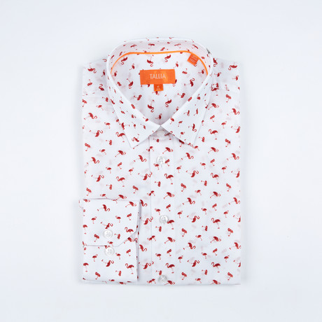 Sacha Long-Sleeve Button-Up Shirt // Red + White