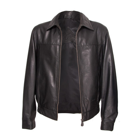 Seamed Chest Leather Jacket // Black