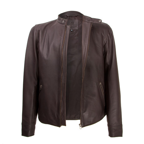 Sleek Leather Jacket // Brown
