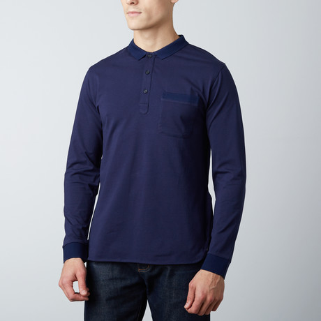 Charlie Long Sleeve Polo // Navy