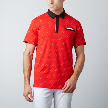 Short-Sleeve Polo // Red + Black
