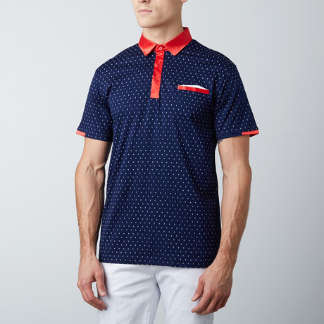 Short-Sleeve Polo // Navy + Red