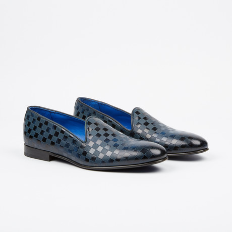 Checkered Printed Loafer // Navy