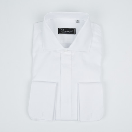 Paolo Lercara // Modern Fit French Cuff Button-Up Shirt With Fly Front // White