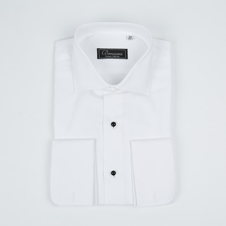 Paolo Lercara // Modern Fit French Cuff Button-Up Shirt With Studs // White