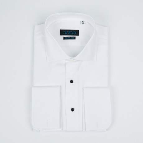 Bella Vita // Slim Fit French Cuff Button-Up Shirt With Studs // White