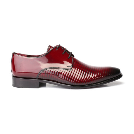 Patent Textured Stripe Derby // Bordeaux